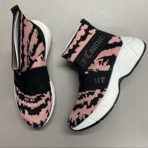 Juicy Couture Knit High Top Sneaker Booties Shoe Black & Pink Tie Dye Womens NIB